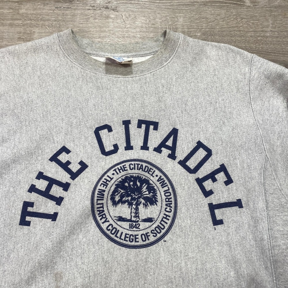The Citadel Sweatshirt Mens Small Gray NCAA Champion Reverse Weave Crewneck‎ - Picture 2 of 8